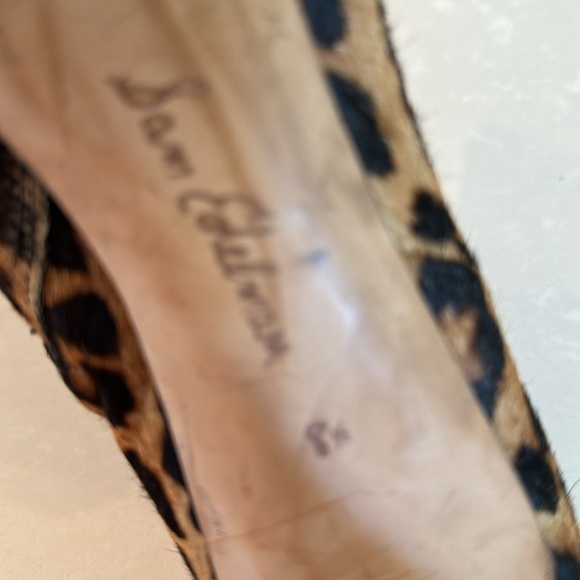 Sam Edelman Karen Leopard Calf Hair Stiletto Ankle Boots Size 8.5 - Picture 9 of 11